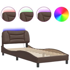 vidaXL Cadre de lit avec LED sans matelas Hvar marron 90x200 cm