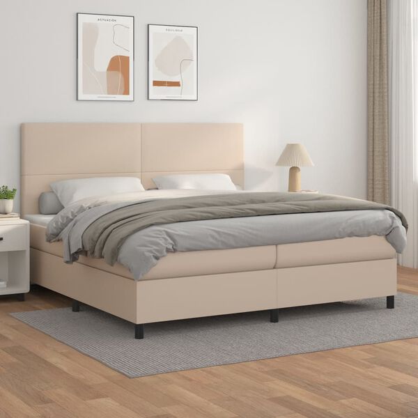 vidaXL Sommier &agrave; lattes de lit avec matelas Cappuccino 200x200 cm
