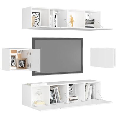 vidaXL Ensemble de meubles TV 6 pcs Blanc Bois d'ingénierie