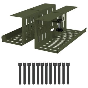 vidaXL Plateau de gestion de c&acirc;bles sous le bureau 2 pc Vert olive