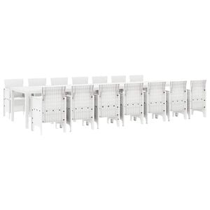 vidaXL Ensemble de salle &agrave; manger de jardin avec coussins 15 pc Blanc