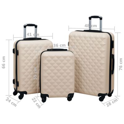 vidaXL Ensemble de valises rigides 3 pcs Doré ABS
