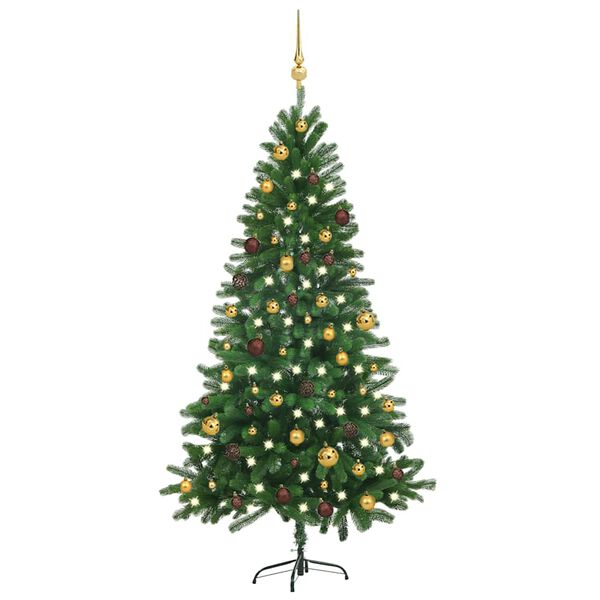 vidaXL Arbre de No&euml;l artificiel pr&eacute;-&eacute;clair&eacute; et boules 180 cm vert