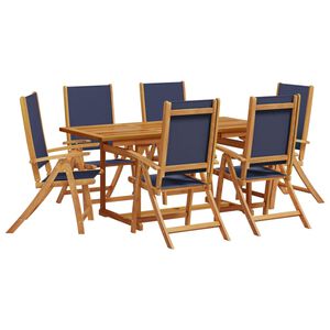 vidaXL Ensemble &agrave; Manger de jardin 7pcs bois d'acacia solide textil&egrave;ne
