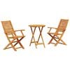 vidaXL Ensemble bistro pliant 3 pcs Marron Bois d'Acacia Massif