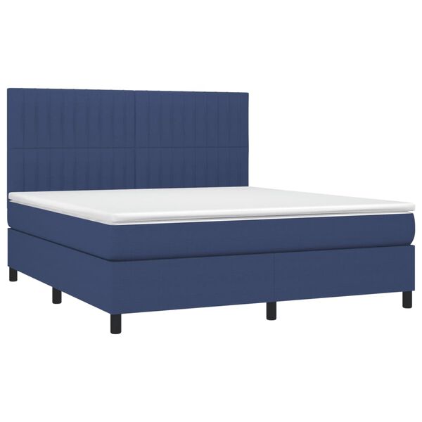 vidaXL Sommier &agrave; lattes de lit et matelas et LED Bleu 180x200 cm Tissu