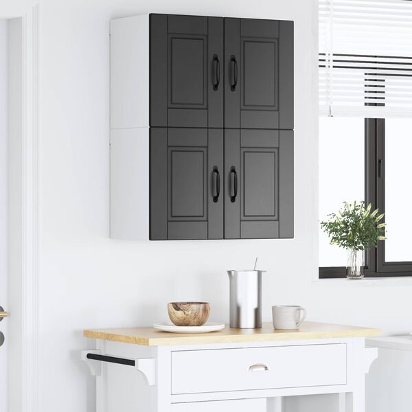 vidaXL Armoire de cuisine 2 pcs Noir 60 x 31 x 40 cm Bois d'ing&eacute;nierie