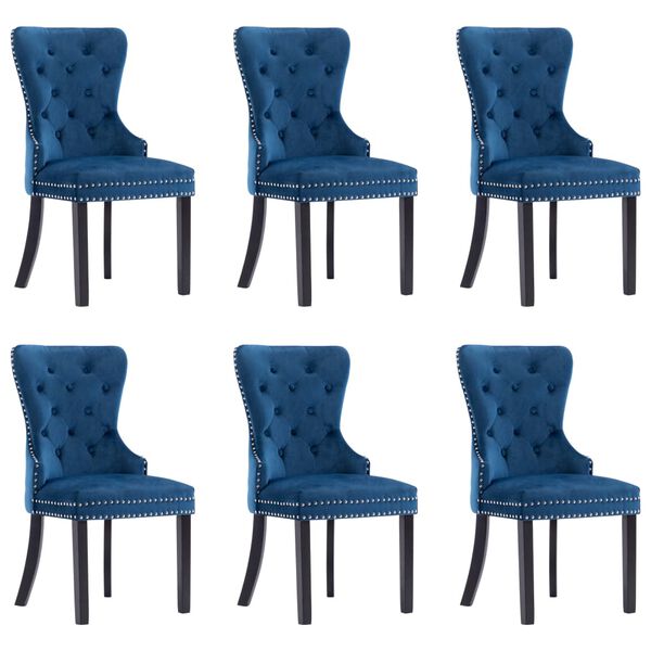 vidaXL Chaises &agrave; manger lot de 6 bleu velours