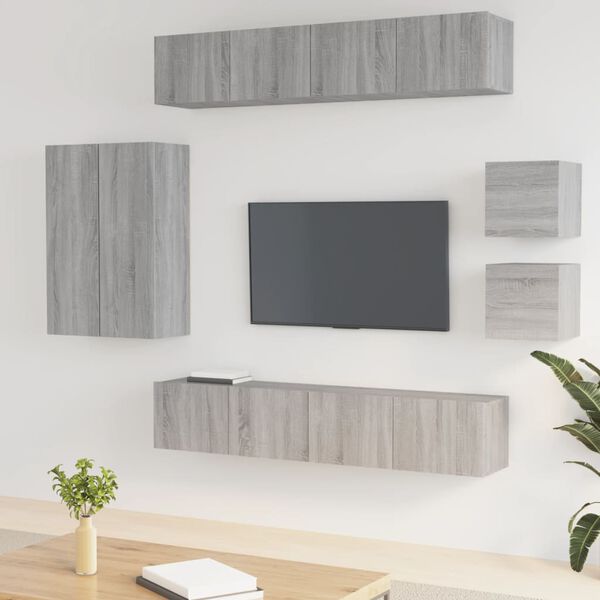 vidaXL Ensemble de meubles TV 8 pcs Sonoma gris Bois d'ing&eacute;nierie