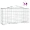 vidaXL Paniers &agrave; gabions arqu&eacute;s 2 pcs 200x50x100/120 cm fer galvanis&eacute;