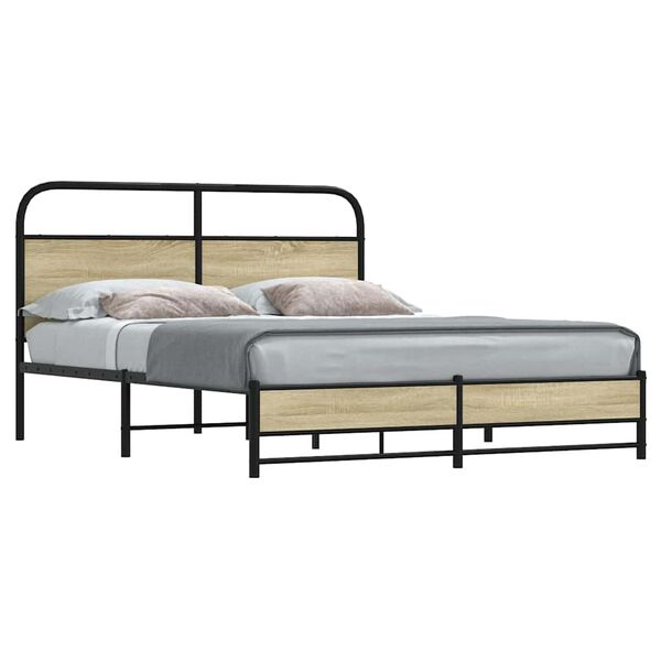 vidaXL Cadre de lit sans matelas 150x200 cm ch&ecirc;ne sonoma