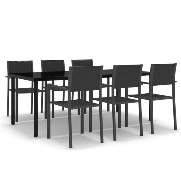 vidaXL Ensemble &agrave; manger de jardin 7 pcs Noir
