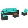 vidaXL Ensemble de canap&eacute; de jardin 7 pcs avec coussins noir r&eacute;sine tress&eacute;e