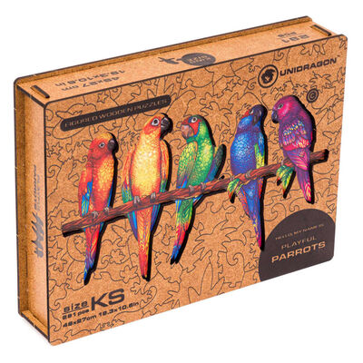 UNIDRAGON Puzzle en bois 291 pcs Playful Parrots Très grand 49x27 cm