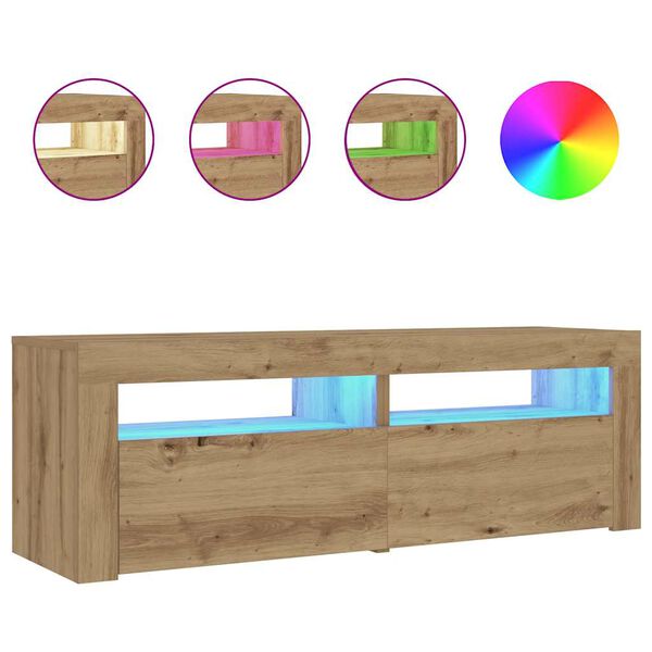 vidaXL Tables de chevet 2 pcs avec LED ch&ecirc;ne artisanal 60x35x40 cm