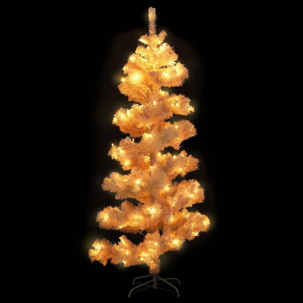 vidaXL Arbre de No&euml;l h&eacute;lico&iuml;dal pr&eacute;-&eacute;clair&eacute; et support blanc 180cm PVC