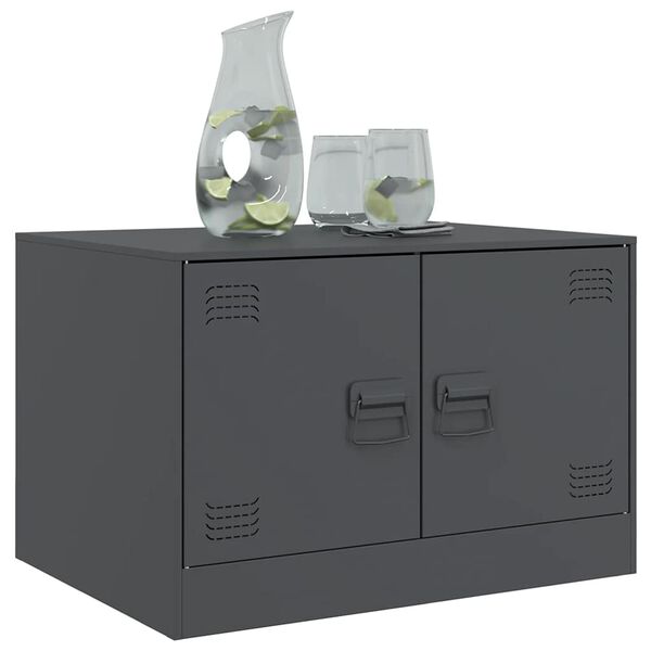 vidaXL Table basse anthracite 67x50x44 cm acier