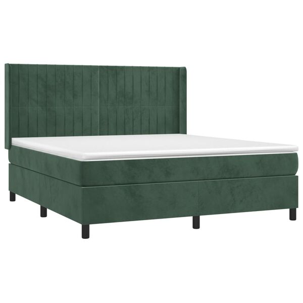 vidaXL Sommier &agrave; lattes de lit et matelas Vert fonc&eacute; 160x200cm Velours