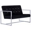 vidaXL Canap&eacute; 2 places avec accoudoirs Noir Chrome et velours