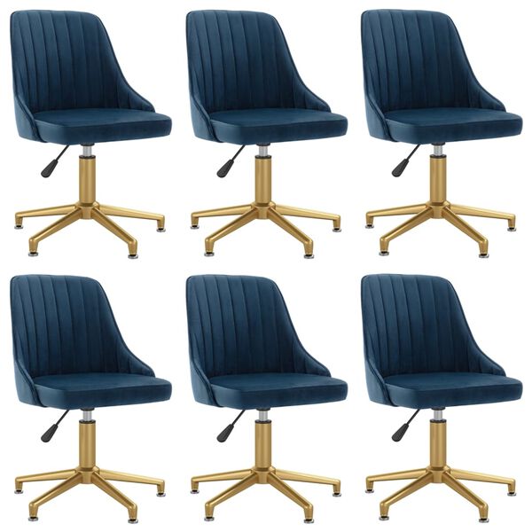 vidaXL Chaises pivotantes &agrave; manger lot de 6 bleu velours