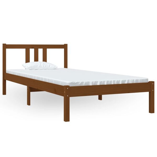 vidaXL Cadre de lit sans matelas marron miel bois massif 90x200 cm