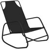 vidaXL Chaise longue &agrave; bascule Noir Acier et textil&egrave;ne