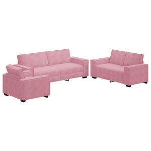 vidaXL Ensemble de canap&eacute;s 3 pcs avec coussins Rose Velours