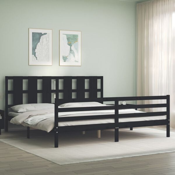 vidaXL Cadre de lit sans matelas noir 200x200 cm bois massif