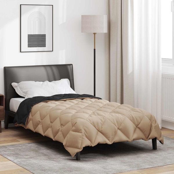 vidaXL Duvet d'hiver Noir et Taupe 220 x 135 cm Microfibre