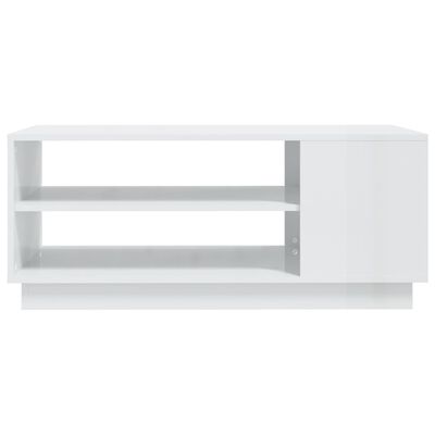 vidaXL Table basse Blanc brillant 102x55x43 cm Aggloméré
