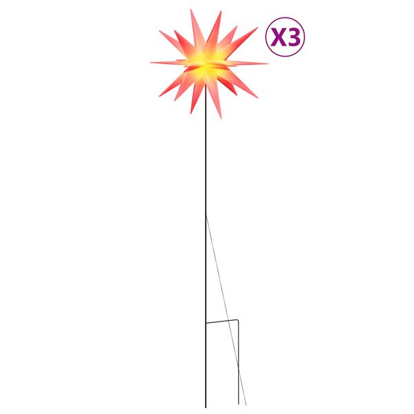 vidaXL Lumi&egrave;res de No&euml;l avec piquets 3 pcs LED pliable rouge 35 cm