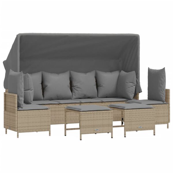 vidaXL Salon de jardin avec coussins 5 pcs beige r&eacute;sine tress&eacute;e