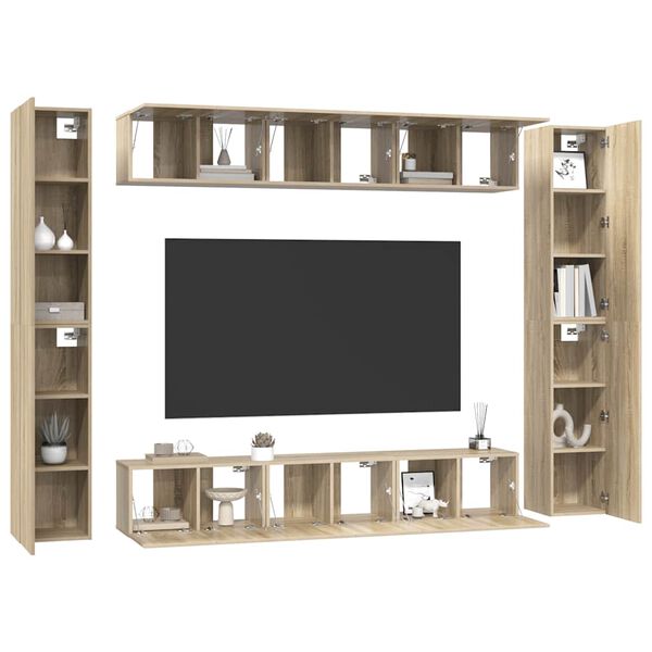 vidaXL Ensemble de meubles TV 10 pcs Ch&ecirc;ne sonoma Bois d'ing&eacute;nierie