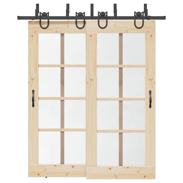 vidaXL Kit de quincaillerie de porte coulissante 200 cm Acier Noir