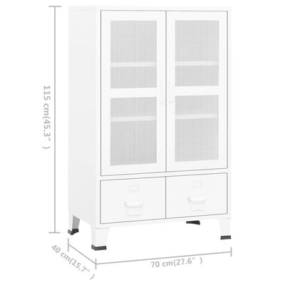 vidaXL Coffre de rangement industriel Blanc 70x40x115 cm Métal