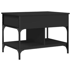 vidaXL Table basse noir 70x50x50 cm bois d'ing&eacute;nierie et m&eacute;tal