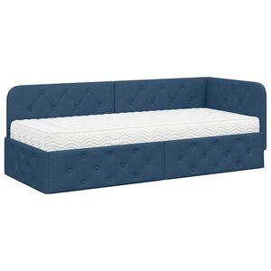 vidaXL Cadre de lit d'angle Bleu 80 x 200 cm tissu