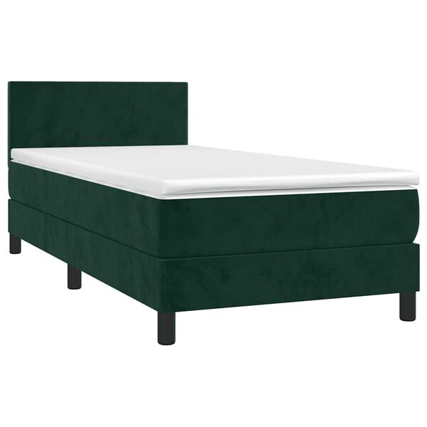 vidaXL Sommier &agrave; lattes de lit avec matelas et LED Vert fonc&eacute; 90x190cm