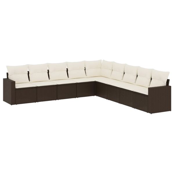 vidaXL Salon de jardin avec coussins 9 pcs marron r&eacute;sine tress&eacute;e