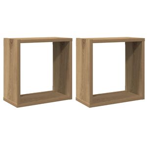 vidaXL &Eacute;tag&egrave;res cube murales 2 pcs ch&ecirc;ne artisanal bois ing&eacute;nierie