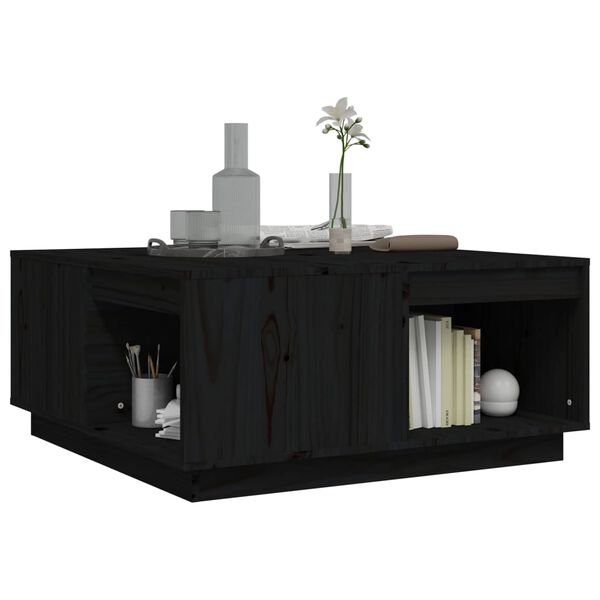 vidaXL Table basse Noir 80x81x36,5 cm Bois massif de pin