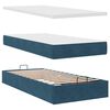vidaXL Cadre de lit ottoman avec matelas bleu fonc&eacute; 90x200 cm velours