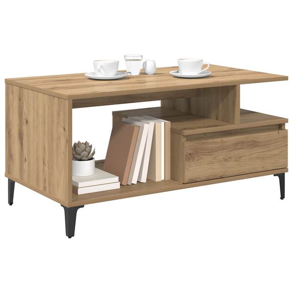 vidaXL Table basse Ch&ecirc;ne artisanal 90 x 49 x 45 cm Bois d'ing&eacute;nierie
