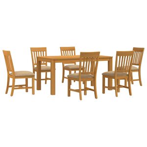 vidaXL Ensemble de salle &agrave; manger 7 pc Beige Bois de ch&ecirc;ne massif