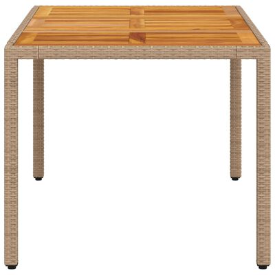 vidaXL Table de jardin beige 150x90x75 cm résine tressée bois d'acacia