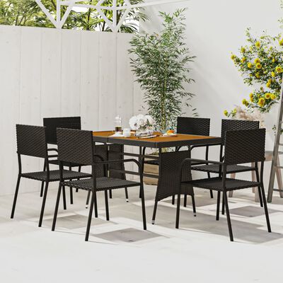 vidaXL Ensemble à manger d'extérieur 7 pcs Résine tressée Noir