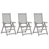 vidaXL Chaises inclinables de jardin lot de 3 Gris Bois solide acacia