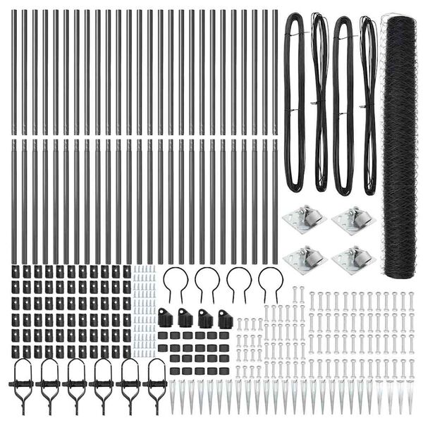 vidaXL Poteau de cl&ocirc;ture. Gris 50 x 1,4 m (maille de 50 mm)