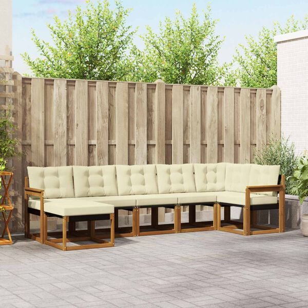 vidaXL Ensemble de canap&eacute;s d'ext&eacute;rieur 7 pcs Naturel et Cr&egrave;me