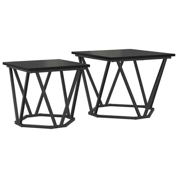 vidaXL Ensemble de tables d'appoint 2 pcs Chêne noir 50 x 50 x 40 cm